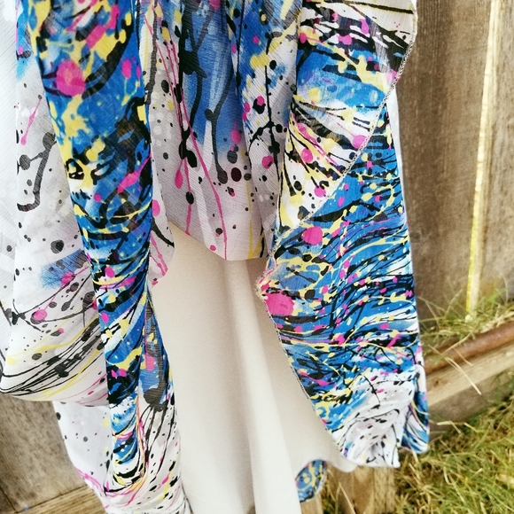 Multi-Color Paint Splatter Graffiti Halter Dress - Picture 5 of 6